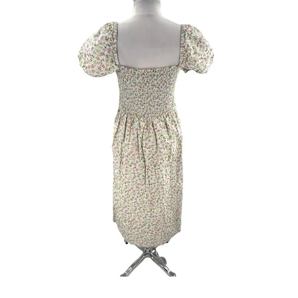 J.‎ Crew Short-Sleeve Smocked Dress in Meadow Floral Size Medium
